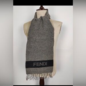 Fendi Charcoal and Black Wool Scarf